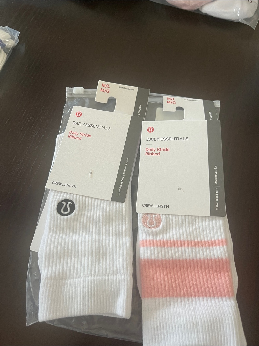 lululemon athletica Daily Essentials Crew Socks - White with Pink Accent